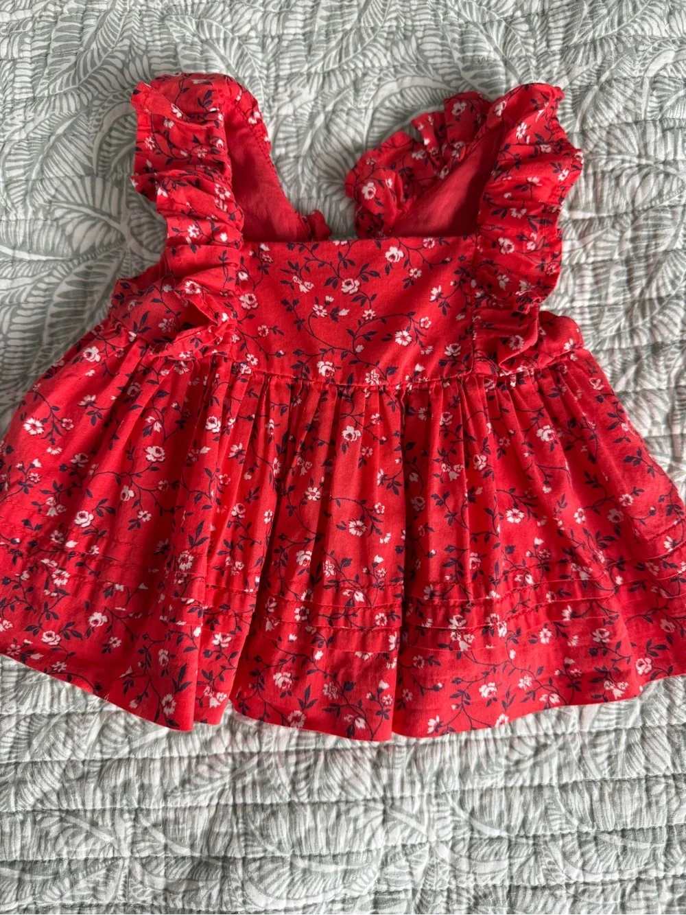 Janie and Jack Red Floral Ruffle-Shoulder Tank Matching Set